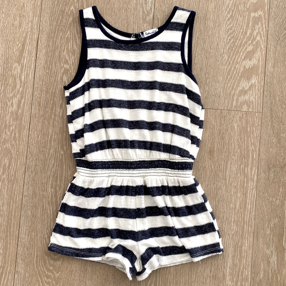 Splendid shorts romper navy & white / beige, Girls size 6x!